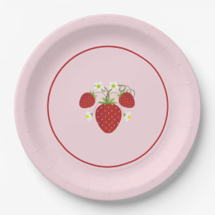 Assiettes En Carton Plaques de Baby shower aux fraises  Rose