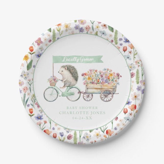 Assiettes En Carton Plaques de Baby shower de haies vertes - Cultivées (Devant)
