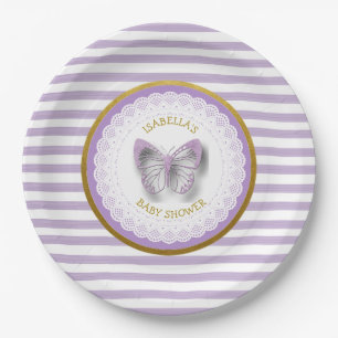 Assiettes En Carton Plaques de Baby shower de papillon pourpre personn