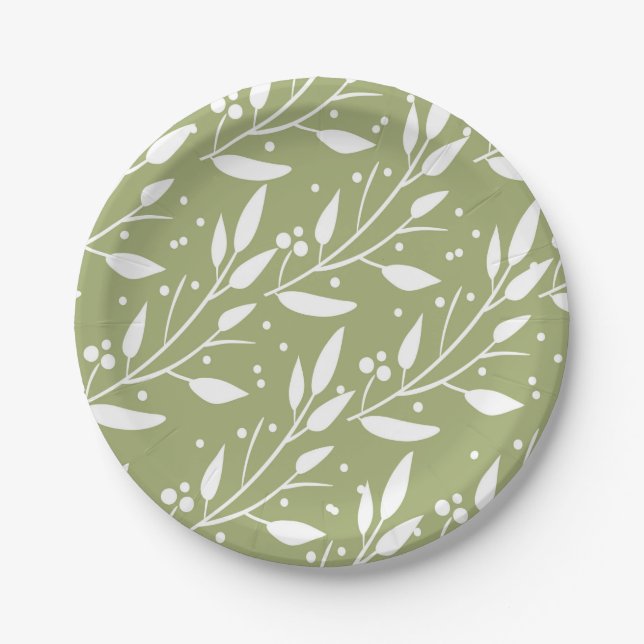 Assiettes En Carton Plaques de Baby shower des forêts vertes (Devant)