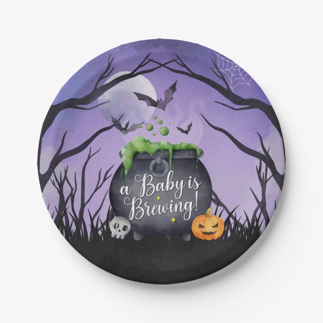 Assiettes En Carton Plaques de Baby shower Halloween (Devant)