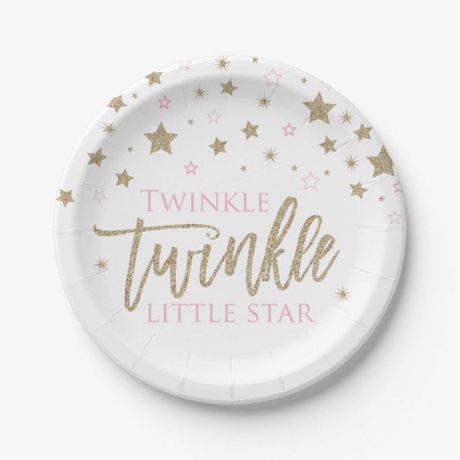 Assiettes En Carton Plaques de Baby shower Little Star Twinkle Twinkle (Devant)