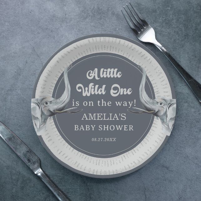 Assiettes En Carton Plaques de Baby shower Safari Elephant Jungle (Créateur téléchargé)