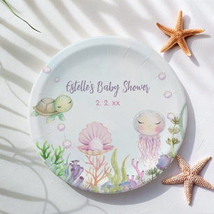 Assiettes En Carton Plaques de Baby shower Sea Creatures