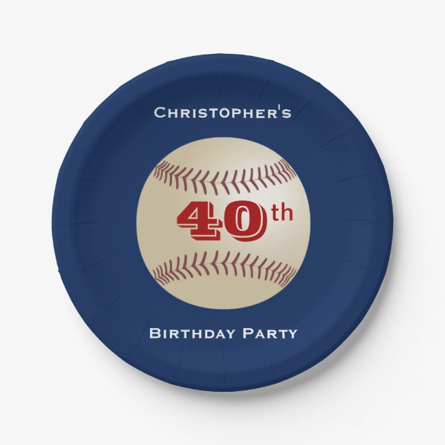 Assiettes En Carton Plaques de baseball, fête de 40e anniversaire (Devant)