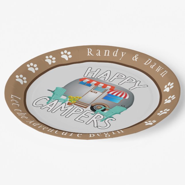 Assiettes En Carton Plaques de camping personnalisées (Angle)