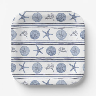 Assiettes En Carton Plaques de Carré bleu marine