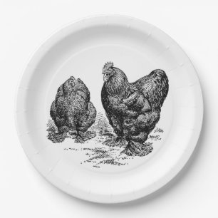 Assiettes En Carton Plaques de coq Vintage et de lin
