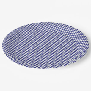 Assiettes En Carton PLAQUES DE En vichy-PAPIER Bleu-Blanc