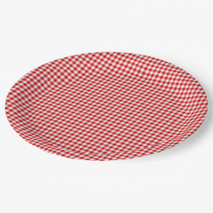 Assiettes En Carton PLAQUES DE En vichy-PAPIER Rouge-Blanc