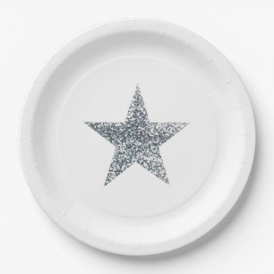 Assiettes En Carton Plaques de fête - Argent Parties scintillant Star