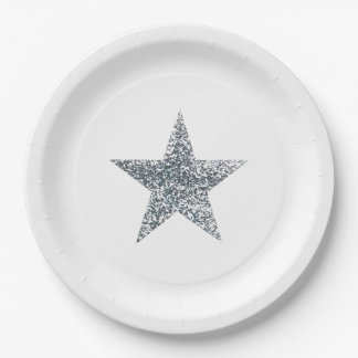 Assiettes En Carton Plaques de fête - Argent Parties scintillant Star