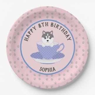 Assiettes En Carton Plaques de fête d'anniversaire de chien rose