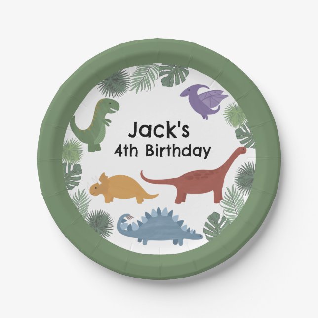 Assiettes En Carton Plaques de fête d'anniversaire de Dinosaur (Devant)