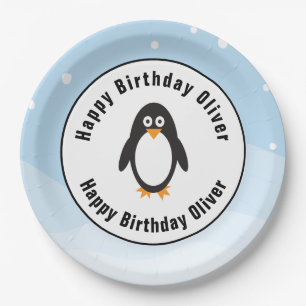 Assiettes En Carton Plaques de fête d'anniversaire de pingouin avec s