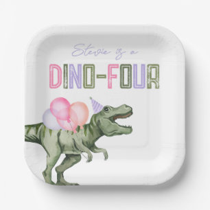Assiettes En Carton Plaques de fête d'anniversaire Dino pour fille