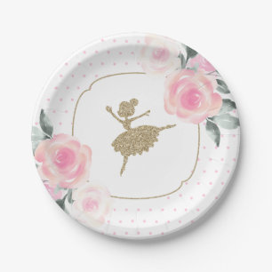 Assiettes En Carton Plaques de fête d'anniversaire Floral Ballerina