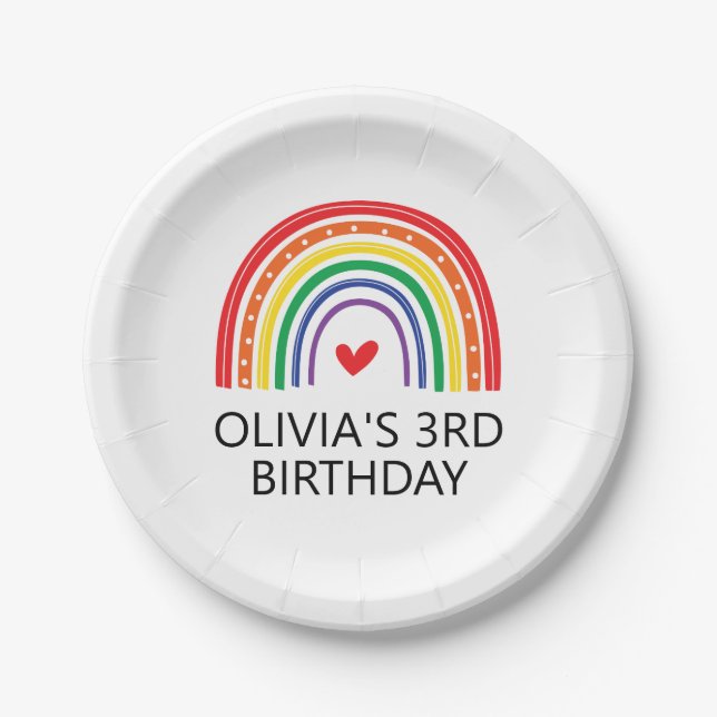 Assiettes En Carton Plaques de fête d'anniversaire Rainbow (Devant)