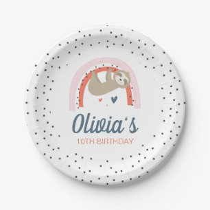 Assiettes En Carton Plaques de fête d'anniversaire Rainbow Sloth
