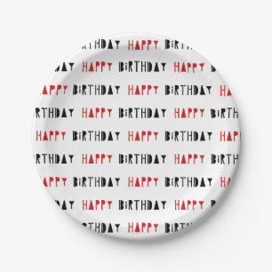 Assiettes En Carton Plaques de fête d'anniversaire rouges et noires