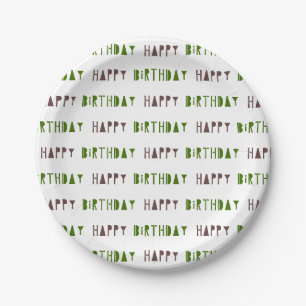 Assiettes En Carton Plaques de fête d'anniversaire vertes et Brown