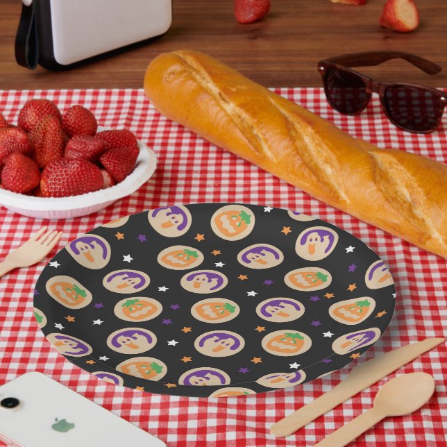 Assiettes En Carton Plaques de fête de biscuits d'Halloween (Pique-nique)