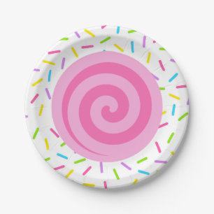 Assiettes En Carton Plaques de fête de bonbon rose Lollipop