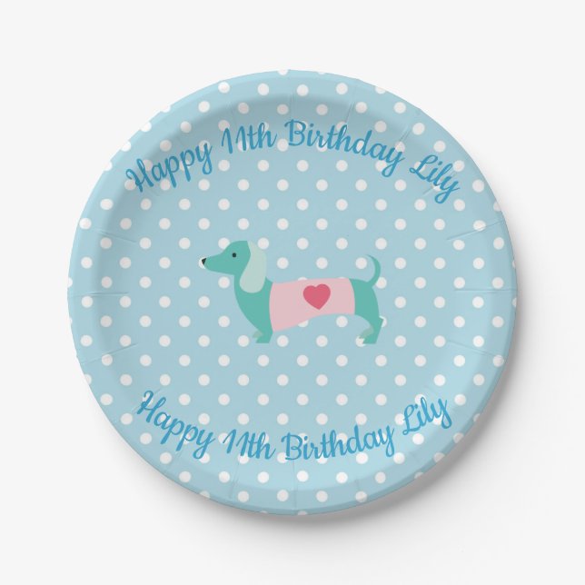 Assiettes En Carton Plaques de fête de Dachshund bleu (Devant)