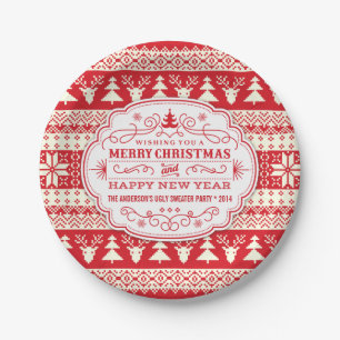 Assiettes En Carton Plaques de fête de Noël laides personnalisées