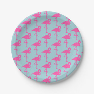 Assiettes En Carton Plaques de fête du Flamant rose bleu