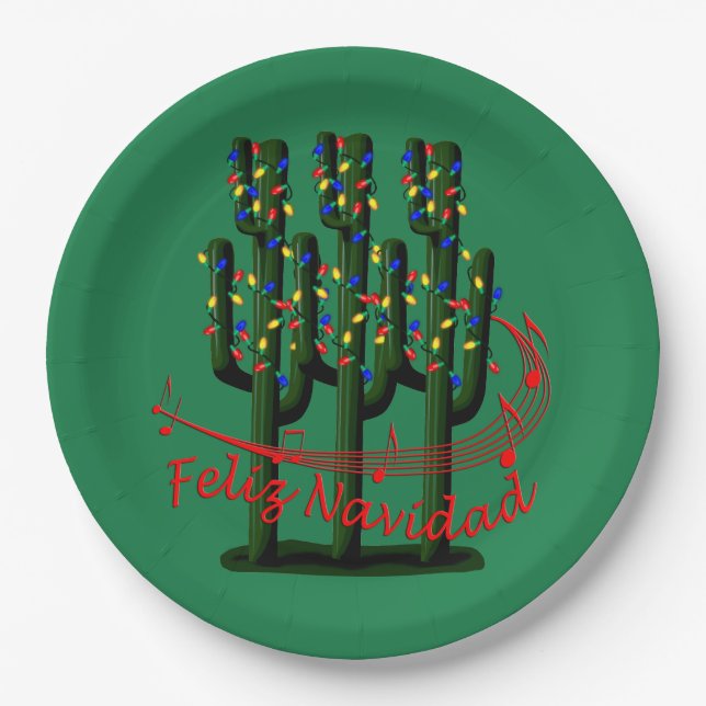 Assiettes En Carton Plaques de fête Feliz Navidad (Devant)
