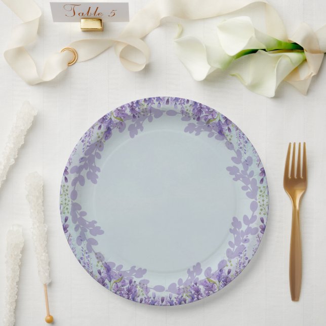 Assiettes En Carton Plaques de fête florale de lavande (Mariage)