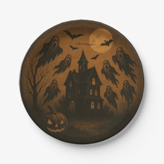 Assiettes En Carton "Plaques de fête Haunted Manor Halloween"