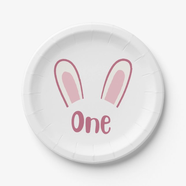 Assiettes En Carton Plaques de fête "premier" à thème lapin (Devant)