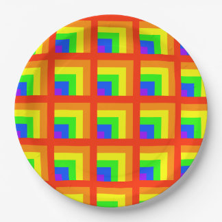 Assiettes En Carton Plaques de fête Rainbow Blocks - set 2