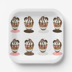 Assiettes En Carton Plaques de fête Sundaes Crème de glace