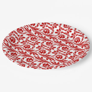 Assiettes En Carton PLAQUES DE FÊTE Waves-Red-White-PAPER