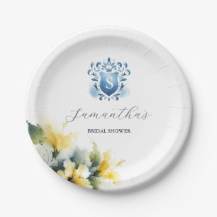 Assiettes En Carton Plaques de Fêtes des mariées jetables Bleu Jaune