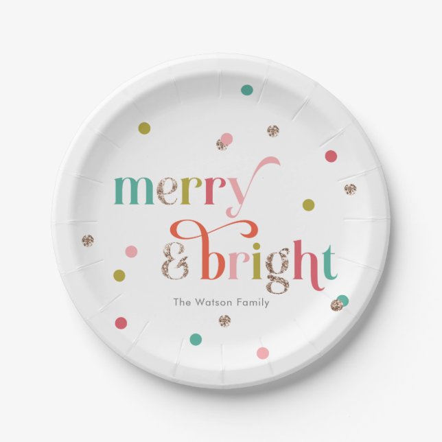 Assiettes En Carton Plaques de Fêtes Joyeuses et Lumineuses (Devant)