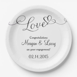 Assiettes En Carton Plaques de fiançailles - Script d'amour