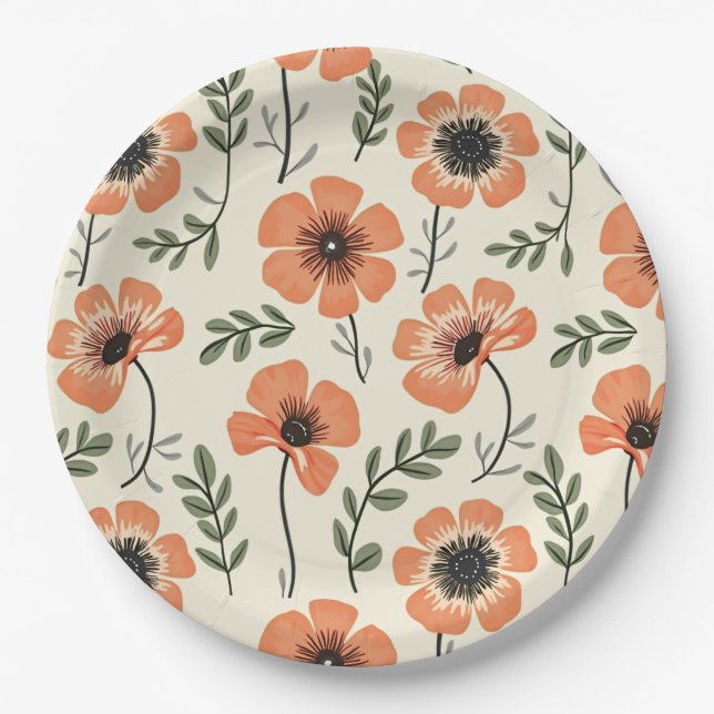 Assiettes En Carton Plaques de fleurs et bosses (Devant)