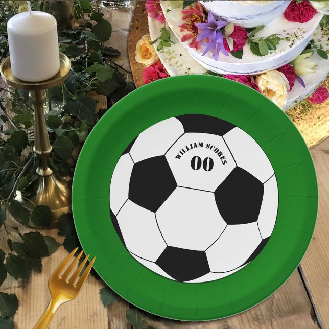 Assiettes En Carton Plaques de football, balle de football avec nom et (Créateur téléchargé)