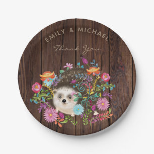 Assiettes En Carton Plaques de hérisson en bois Aquarelle rustique