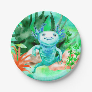 Assiettes En Carton Plaques de la fête Axolotl Anniversaire 