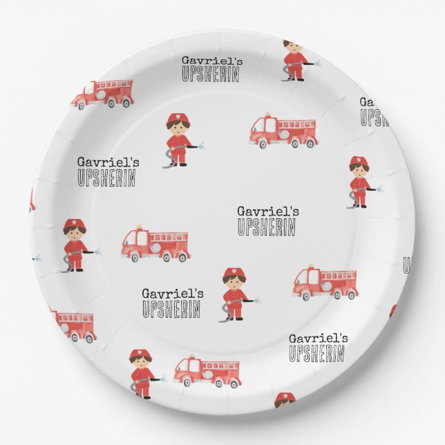 Assiettes En Carton Plaques de la fête des pompiers (Devant)