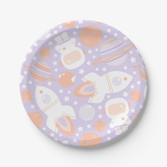 Assiettes En Carton Plaques de la Fille de l'espace (Devant)