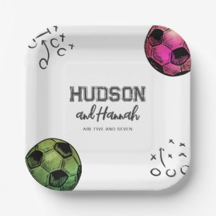 Assiettes En Carton Plaques de la partie de soccer conjointe aquarelle