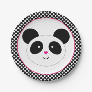 Assiettes En Carton Plaques de la soirée Polkadot Panda