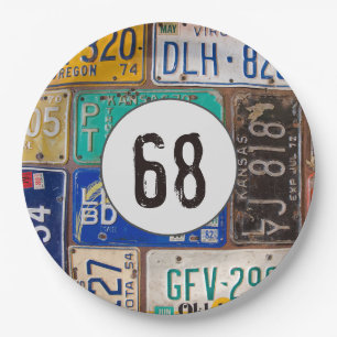 Assiettes En Carton Plaques de licence rouillées 68e anniversaire