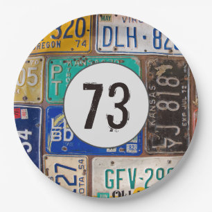 Assiettes En Carton Plaques de licence rouillées 73e anniversaire